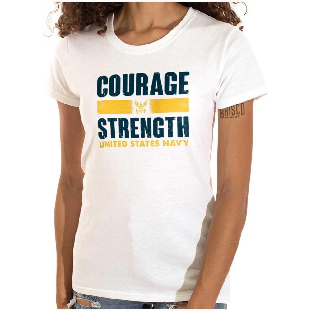 imageUnited States Navy Courage Strength Womens Slim Fit Graphic TeeWhite