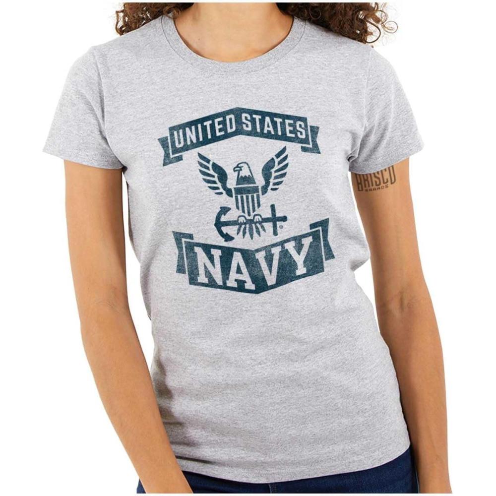 imageUnited States Navy Eagle Anchor Logo Womens Slim Fit Graphic TeeSport Grey