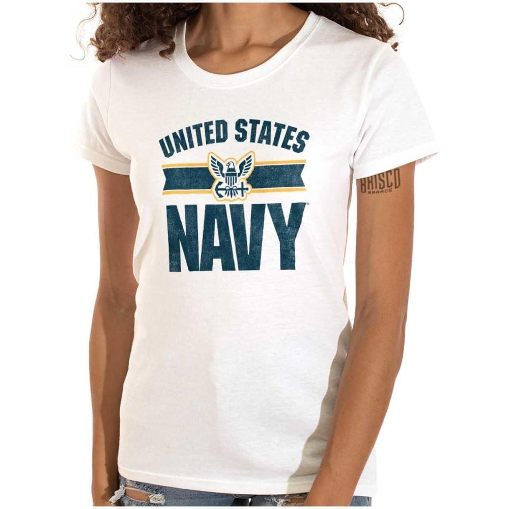 imageUnited States Navy Military Logo Womens Slim Fit Graphic TeeWhite