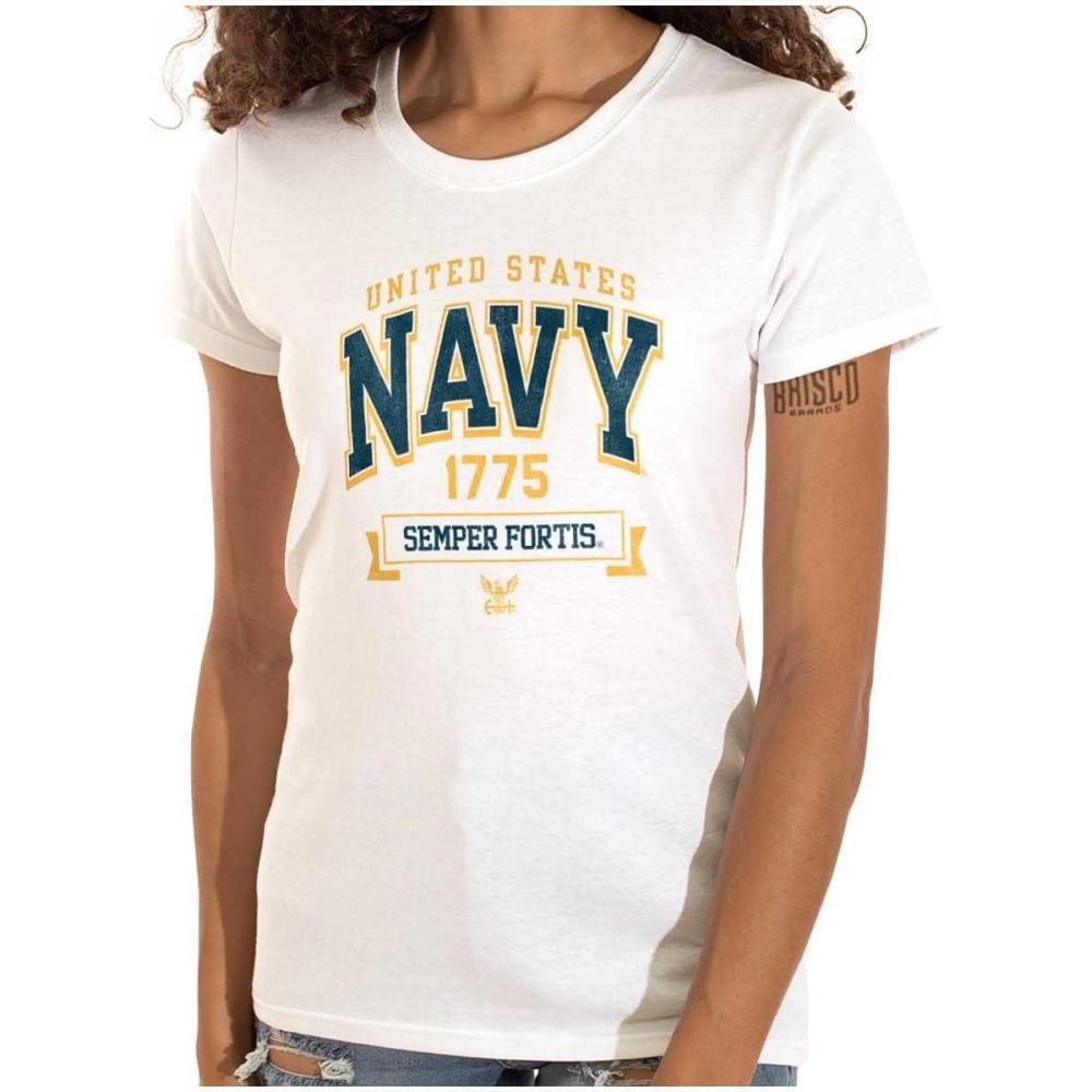 imageUnited States Navy Semper Fortis 1775 Womens Slim Fit Graphic TeeWhite