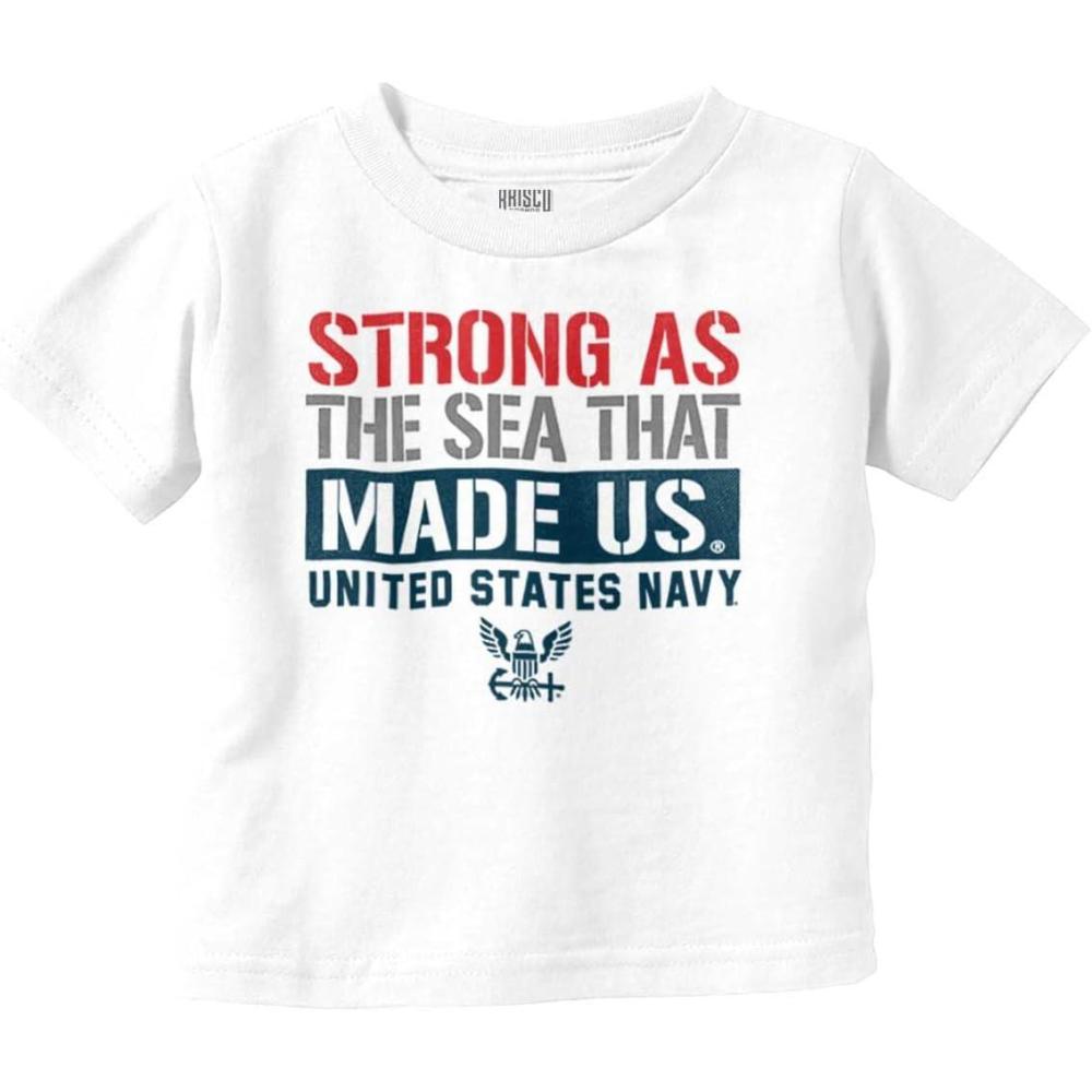 imageUnited States Navy Strong As The Sea Toddler Boy Girl T ShirtWhite