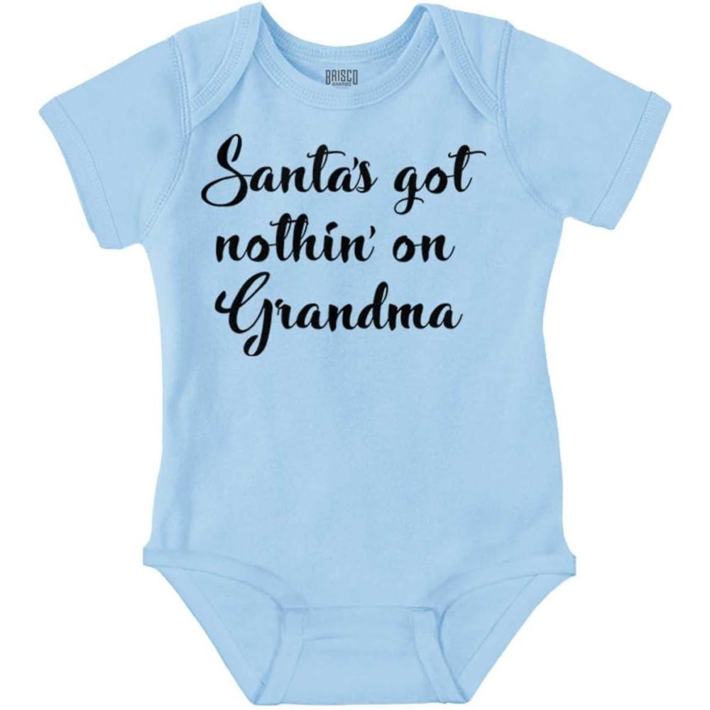 imageXmas Santas Got Nothin On Grandma Baby Romper Boys or GirlsLight Blue