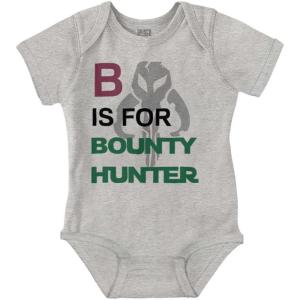 B is for Bounty Hunter Dark Galaxy Baby Romper Boys or Girls(Heather)