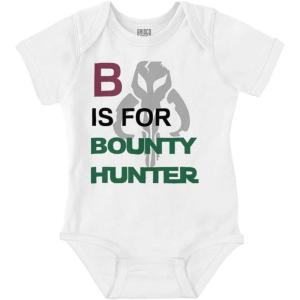 B is for Bounty Hunter Dark Galaxy Baby Romper Boys or Girls(White)