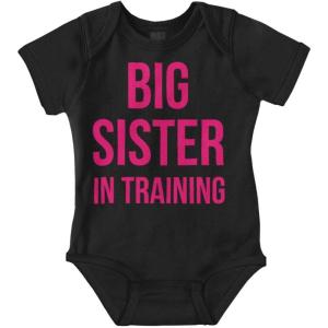 Big Sister In Training Expecting Baby Bodysuit Jumper Girls(Black)