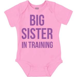 Big Sister In Training Expecting Baby Bodysuit Jumper Girls(Pink)