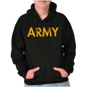 Brisco Brands Army Military Physical Training PT Exercise Workout Hooded Sweatshirt(Black)