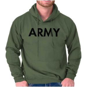 Brisco Brands Army Military Physical Training PT Exercise Workout Hooded Sweatshirt(Military Green)