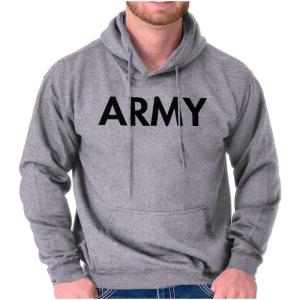 Brisco Brands Army Military Physical Training PT Exercise Workout Hooded Sweatshirt(Sport Grey)