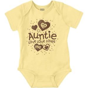 Brisco Brands Auntie Loves Me Adorable Cute Niece Baby Bodysuit Jumper Girls(Banana)