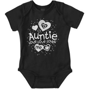 Brisco Brands Auntie Loves Me Adorable Cute Niece Baby Bodysuit Jumper Girls(Black)