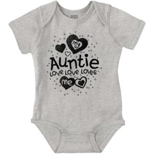 Brisco Brands Auntie Loves Me Adorable Cute Niece Baby Bodysuit Jumper Girls(Heather)