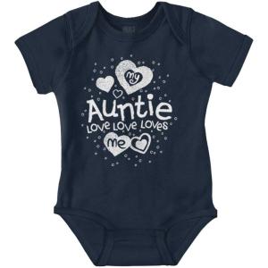 Brisco Brands Auntie Loves Me Adorable Cute Niece Baby Bodysuit Jumper Girls(Navy)