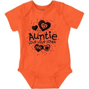 Brisco Brands Auntie Loves Me Adorable Cute Niece Baby Bodysuit Jumper Girls(Orange)