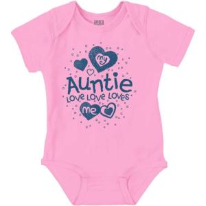 Brisco Brands Auntie Loves Me Adorable Cute Niece Baby Bodysuit Jumper Girls(Pink – Blue Ink)