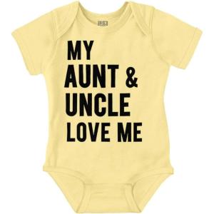 Brisco Brands Auntie Uncle Present Loved Niece Cute Baby Romper Boys or Girls(Banana)