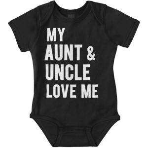 Brisco Brands Auntie Uncle Present Loved Niece Cute Baby Romper Boys or Girls(Black)