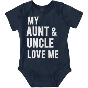 Brisco Brands Auntie Uncle Present Loved Niece Cute Baby Romper Boys or Girls(Navy)