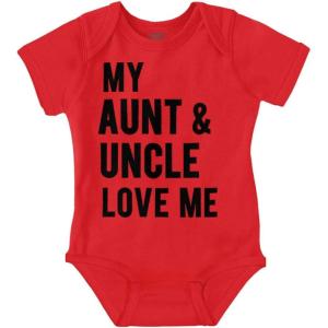 Brisco Brands Auntie Uncle Present Loved Niece Cute Baby Romper Boys or Girls(Red)