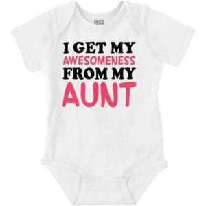 Brisco Brands Awesome Aunt Funny Cute Niece Nephew Baby Romper Boys or Girls(White)