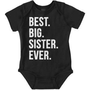 Brisco Brands Best Big Sister Ever Older Sibling Baby Bodysuit Jumper Girls(Black)