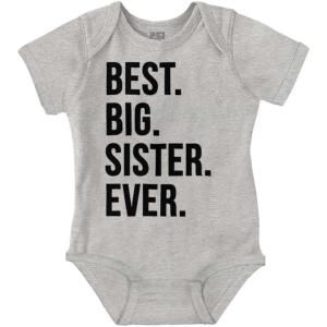 Brisco Brands Best Big Sister Ever Older Sibling Baby Bodysuit Jumper Girls(Heather)