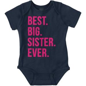 Brisco Brands Best Big Sister Ever Older Sibling Baby Bodysuit Jumper Girls(Navy)