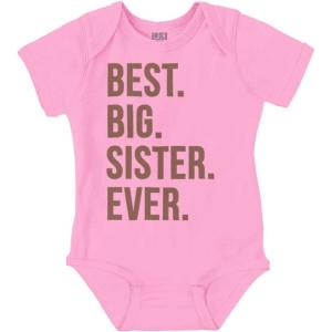 Brisco Brands Best Big Sister Ever Older Sibling Baby Bodysuit Jumper Girls(Pink)