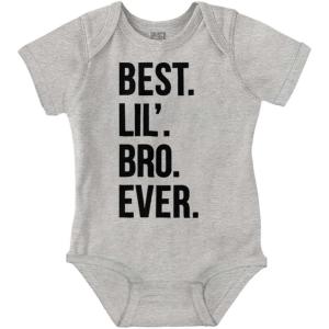 Brisco Brands Best Lil Bro Ever Cute Little Brother Baby Bodysuit Jumper Boys(Heather)