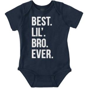Brisco Brands Best Lil Bro Ever Cute Little Brother Baby Bodysuit Jumper Boys(Navy)