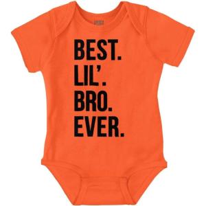Brisco Brands Best Lil Bro Ever Cute Little Brother Baby Bodysuit Jumper Boys(Orange)