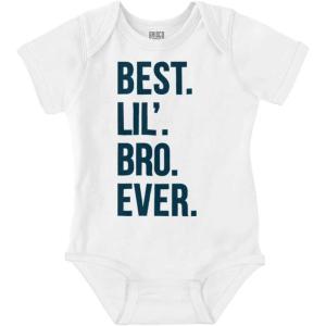 Brisco Brands Best Lil Bro Ever Cute Little Brother Baby Bodysuit Jumper Boys(White)