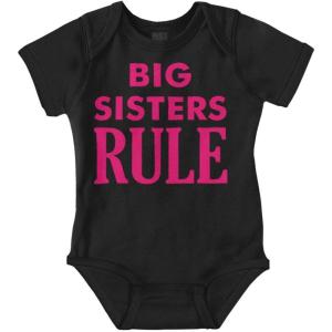 Brisco Brands Big Sister Rule Older Sis Family Love Baby Bodysuit Jumper Girls(Black)