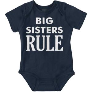 Brisco Brands Big Sister Rule Older Sis Family Love Baby Bodysuit Jumper Girls(Navy)