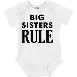 Brisco Brands Big Sister Rule Older Sis Family Love Baby Bodysuit Jumper Girls(White)