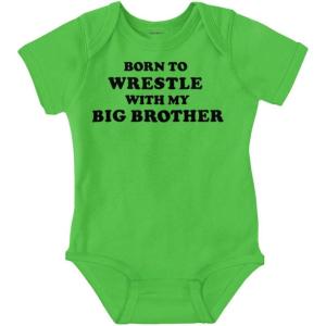 Brisco Brands Born to Wrestle With My Big Brother Baby Bodysuit Jumper Boys(Apple)