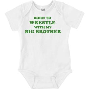 Brisco Brands Born to Wrestle With My Big Brother Baby Bodysuit Jumper Boys(White)