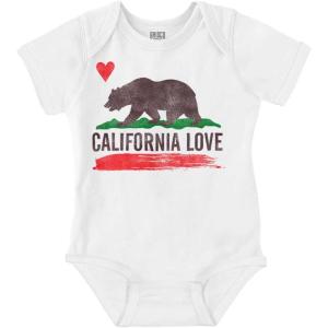 Brisco Brands California CA Flag Watercolor Sketch Baby Romper Boys or Girls(White)