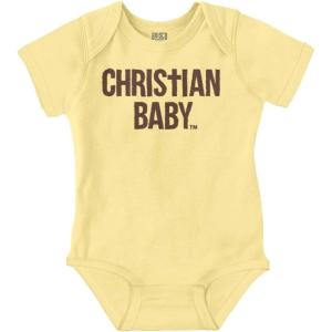 Brisco Brands Christian Baby Baptism Christening Baby Romper Boys or Girls(Banana)