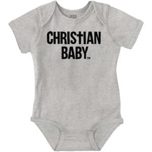 Brisco Brands Christian Baby Baptism Christening Baby Romper Boys or Girls(Heather)