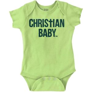 Brisco Brands Christian Baby Baptism Christening Baby Romper Boys or Girls(Key Lime)