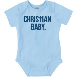 Brisco Brands Christian Baby Baptism Christening Baby Romper Boys or Girls(Light Blue)
