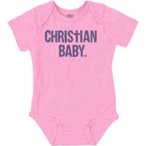 Brisco Brands Christian Baby Baptism Christening Baby Romper Boys or Girls(Pink)