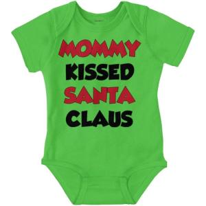 Brisco Brands Christmas Mommy Kissed Santa Claus Baby Romper Boys or Girls(Apple)