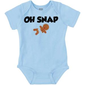 Brisco Brands Christmas Oh Snap Gingerbread Man Baby Romper Boys or Girls(Light Blue)