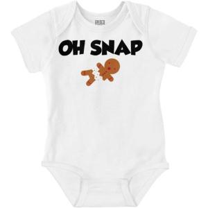Brisco Brands Christmas Oh Snap Gingerbread Man Baby Romper Boys or Girls(White)