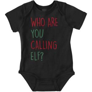 Brisco Brands Christmas Who Are You Calling Elf Baby Romper Boys or Girls(Black)