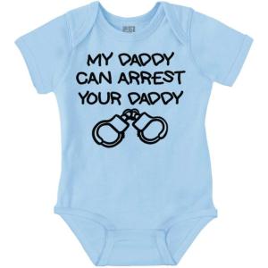 Brisco Brands Cop Dad My Daddy Can Arrest Yours Baby Romper Boys or Girls(Light Blue)