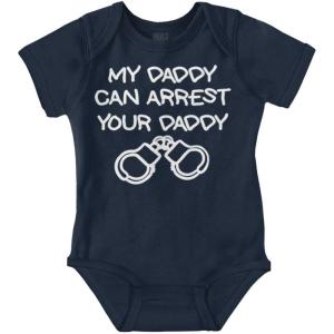 Brisco Brands Cop Dad My Daddy Can Arrest Yours Baby Romper Boys or Girls(Navy)