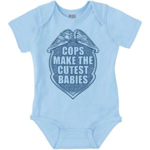 Brisco Brands Cops Make Babies Police Parents Baby Baby Romper Boys or Girls(Light Blue)